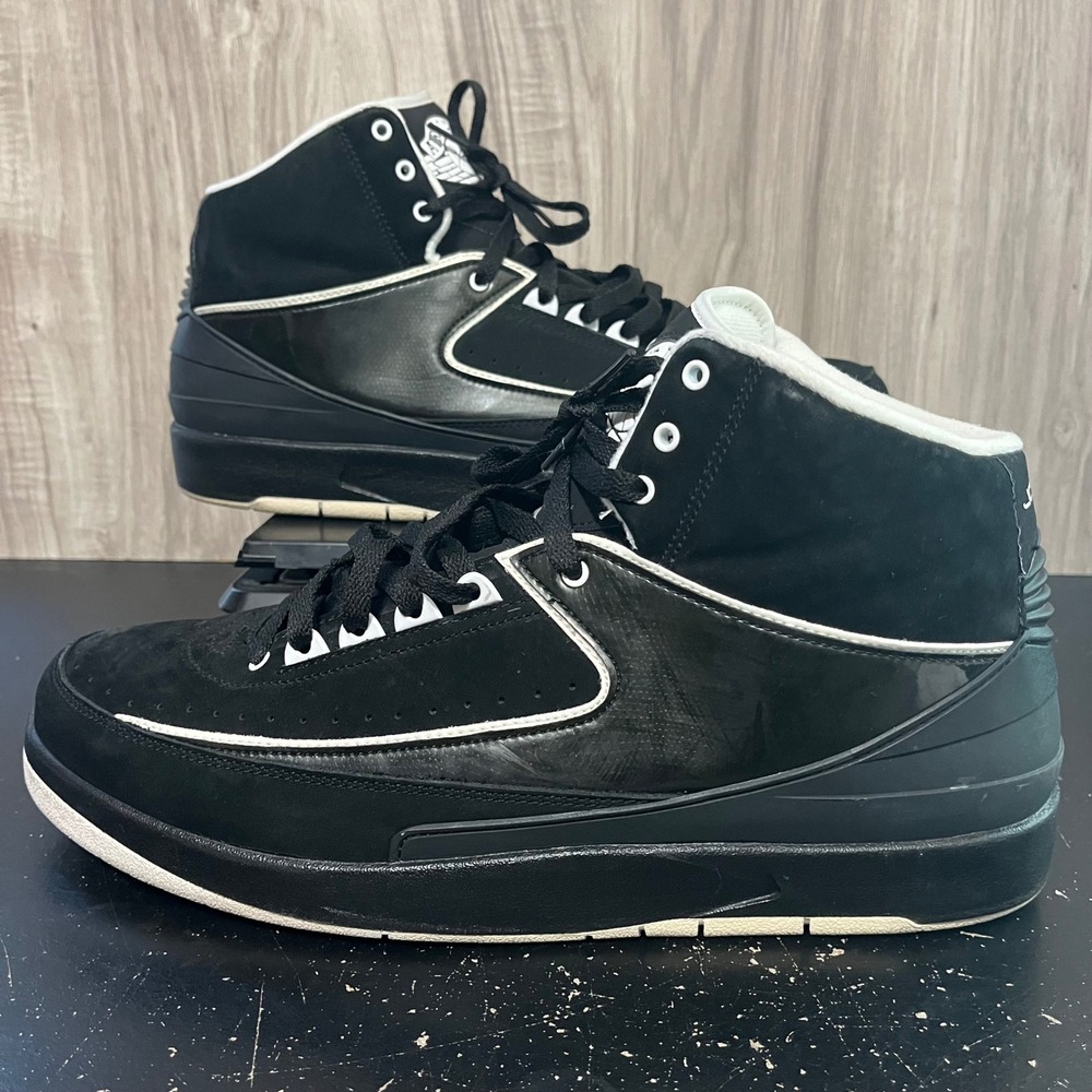 Size 13 - Air Jordan 2 Retro QF Black White Sneakers Mens 395709-001